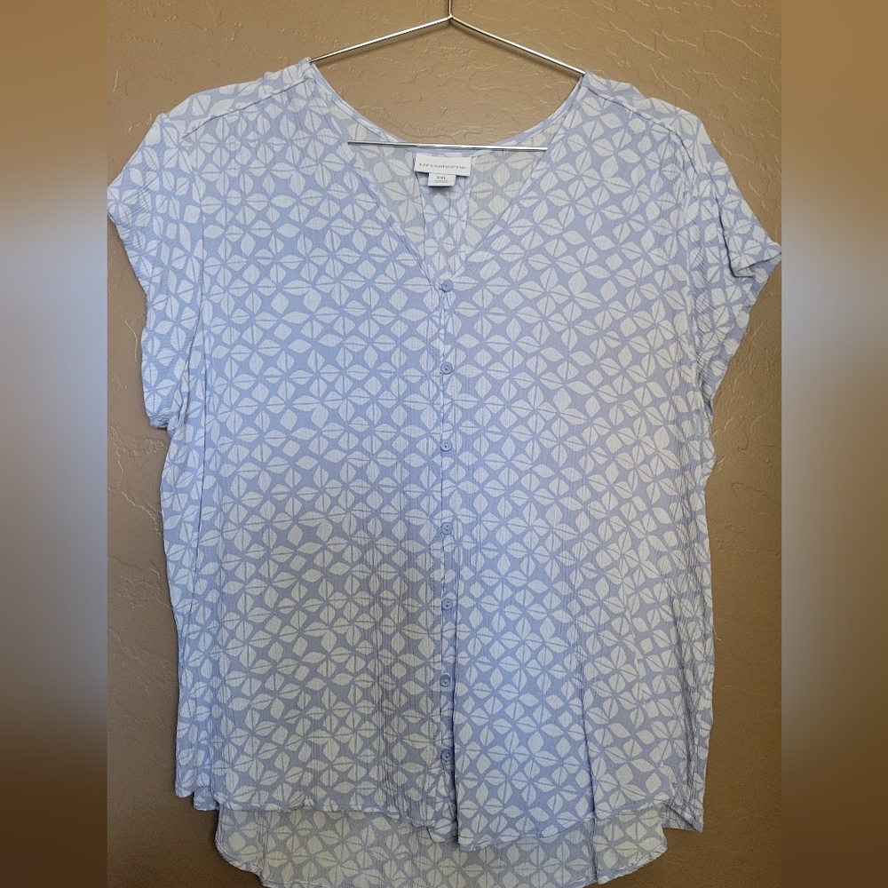 Liz Claiborne V Neck Button-Front Blouse XXL